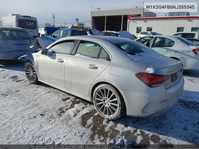 2022 Mercedes-Benz A 220 4Mtic VIN: W1K3G4FB6NJ355545 Lot: 12517971