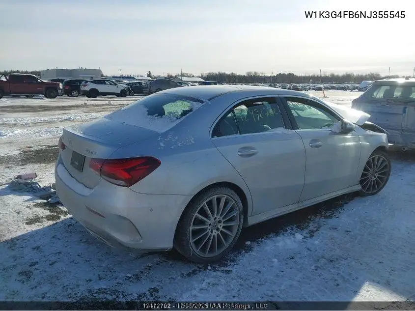 2022 Mercedes-Benz A 220 4Mtic VIN: W1K3G4FB6NJ355545 Lot: 12517971