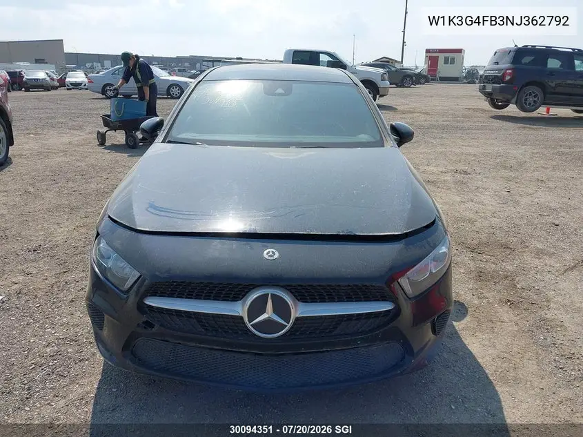 2022 Mercedes-Benz A 220 4Matic VIN: W1K3G4FB3NJ362792 Lot: 30094351