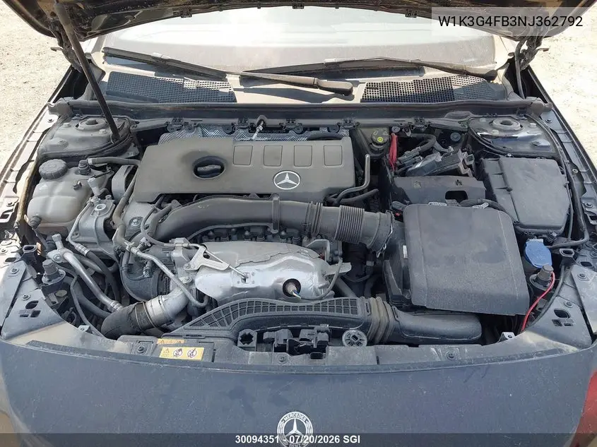 2022 Mercedes-Benz A 220 4Matic VIN: W1K3G4FB3NJ362792 Lot: 30094351