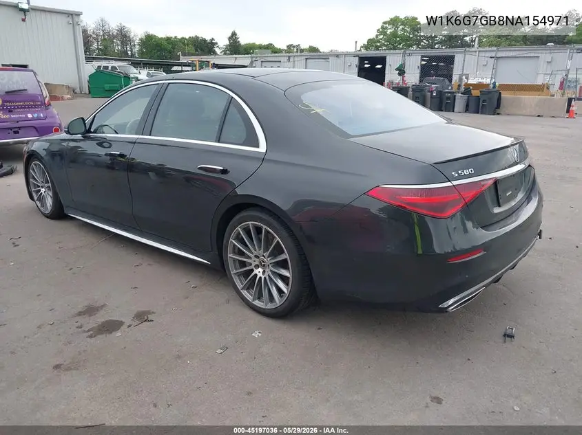 2022 Mercedes-Benz S 580 4Matic VIN: W1K6G7GB8NA154971 Lot: 45197036