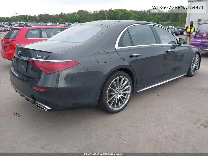 2022 Mercedes-Benz S 580 4Matic VIN: W1K6G7GB8NA154971 Lot: 45197036