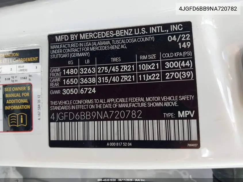 2022 Mercedes-Benz Amg Gle 53 Coupe 4Matic VIN: 4JGFD6BB9NA720782 Lot: 45351838
