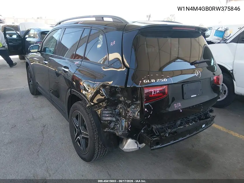 2024 Mercedes-Benz Glb 250 VIN: W1N4M4GB0RW375846 Lot: 45415003