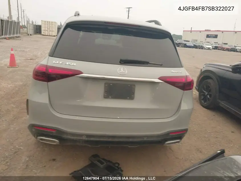2025 Mercedes-Benz Gle 350 4Matic VIN: 4JGFB4FB7SB322027 Lot: 12647904