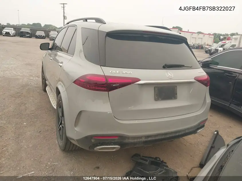 2025 Mercedes-Benz Gle 350 4Matic VIN: 4JGFB4FB7SB322027 Lot: 12647904