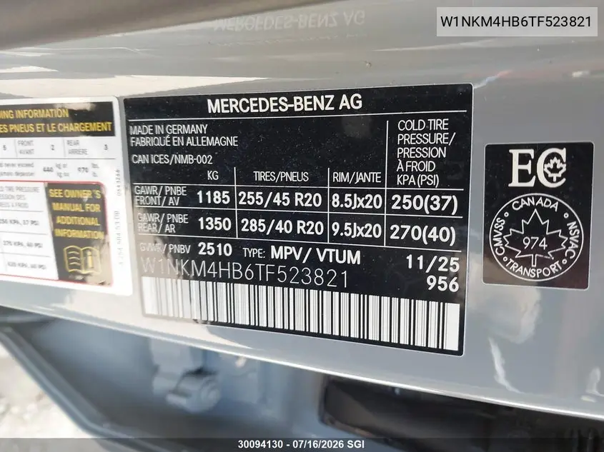 2026 Mercedes-Benz Glc 300 4Matic VIN: W1NKM4HB6TF523821 Lot: 30094130