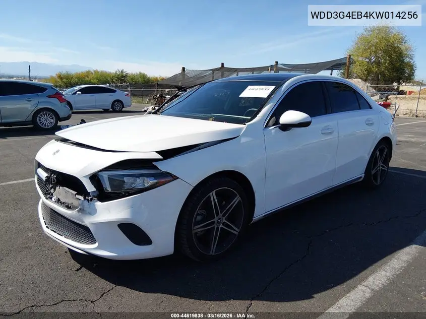 2019 Mercedes-Benz A 220 VIN: WDD3G4EB4KW014256 Lot: 44619838