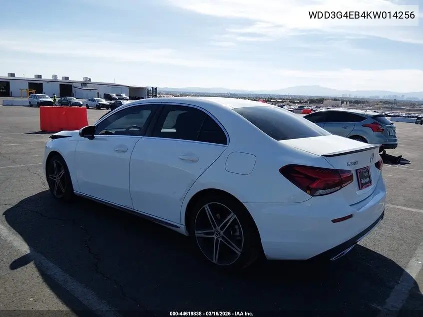 2019 Mercedes-Benz A 220 VIN: WDD3G4EB4KW014256 Lot: 44619838