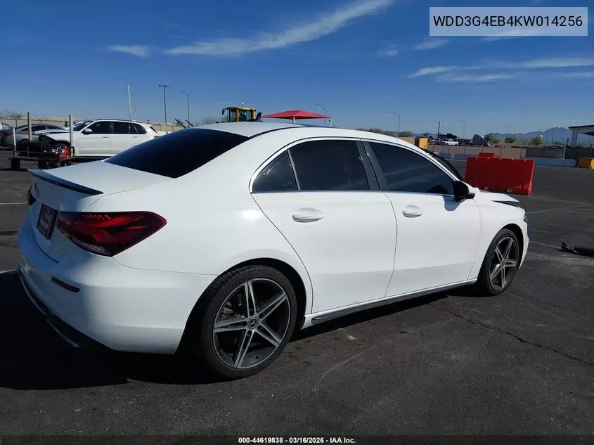 2019 Mercedes-Benz A 220 VIN: WDD3G4EB4KW014256 Lot: 44619838