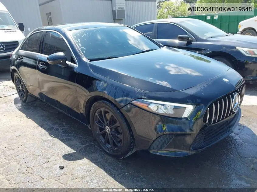 2019 Mercedes-Benz A 220 4Matic VIN: WDD3G4FB0KW019548 Lot: 44792581