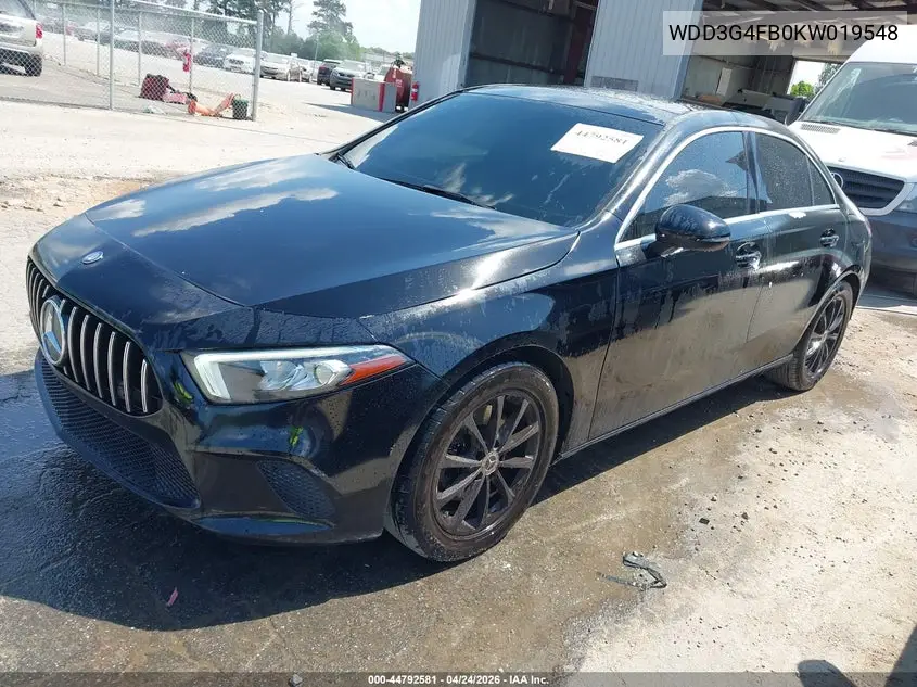 2019 Mercedes-Benz A 220 4Matic VIN: WDD3G4FB0KW019548 Lot: 44792581