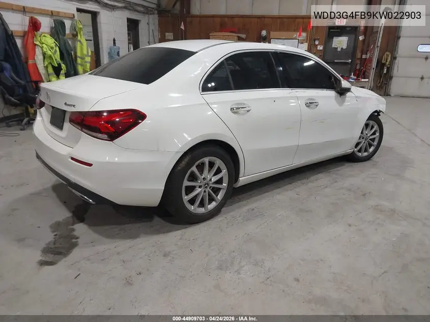 2019 Mercedes-Benz A 220 4Matic VIN: WDD3G4FB9KW022903 Lot: 44909703