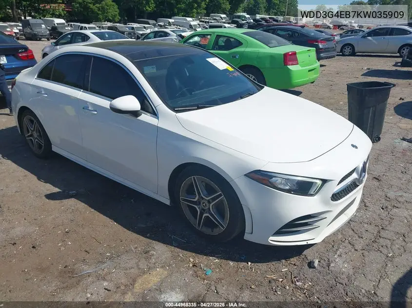 2019 Mercedes-Benz A 220 VIN: WDD3G4EB7KW035909 Lot: 44968335