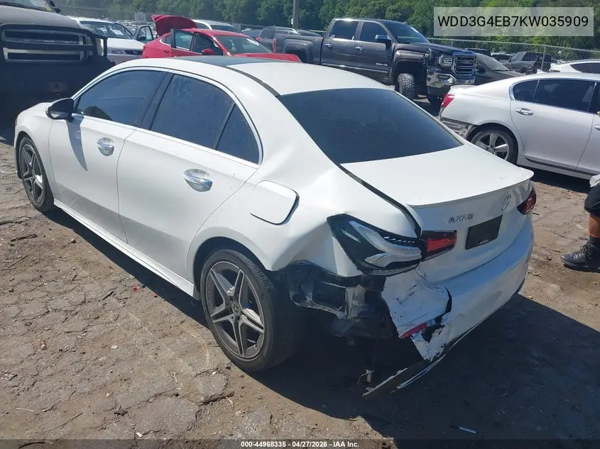 2019 Mercedes-Benz A 220 VIN: WDD3G4EB7KW035909 Lot: 44968335