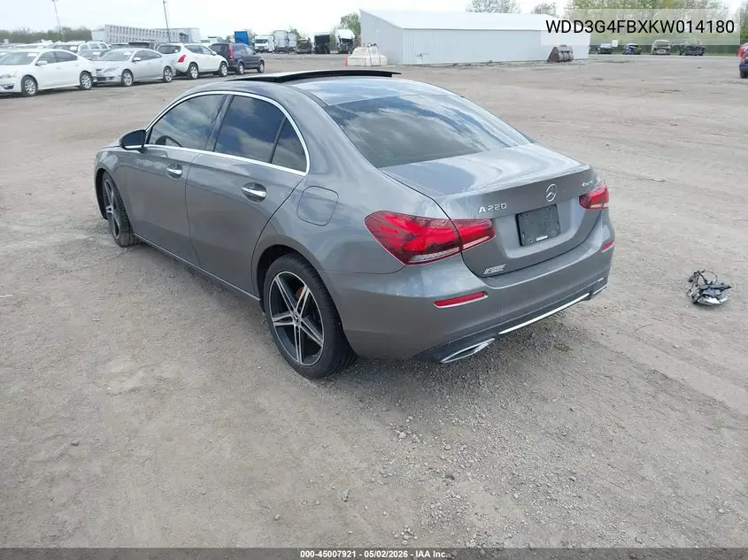 2019 Mercedes-Benz A 220 4Matic VIN: WDD3G4FBXKW014180 Lot: 45007921
