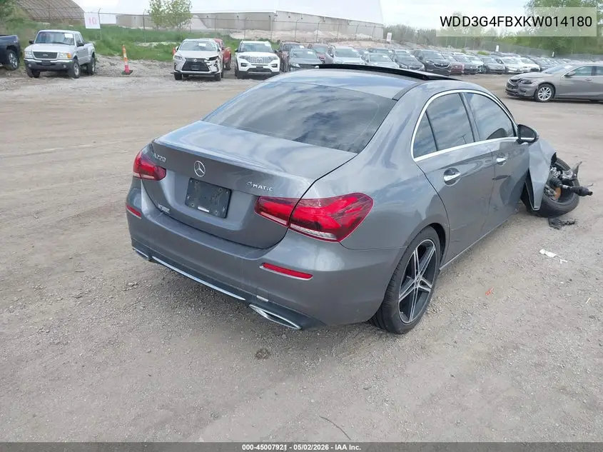2019 Mercedes-Benz A 220 4Matic VIN: WDD3G4FBXKW014180 Lot: 45007921