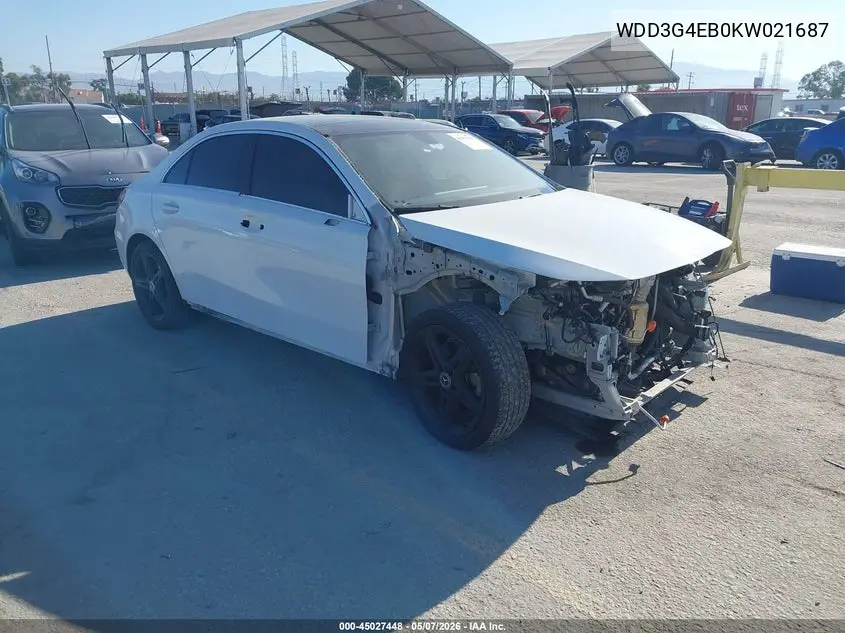 2019 Mercedes-Benz A 220 VIN: WDD3G4EB0KW021687 Lot: 45027448