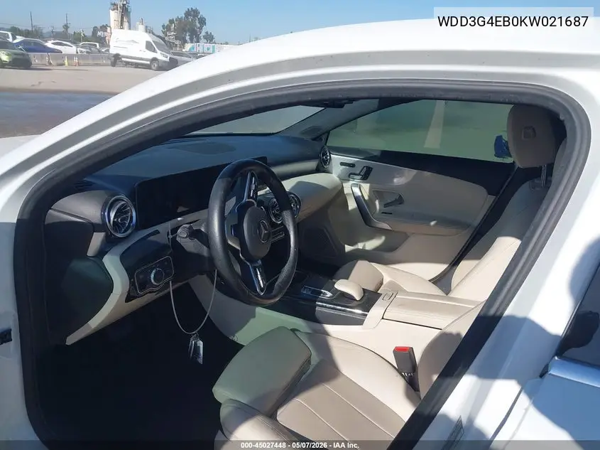 2019 Mercedes-Benz A 220 VIN: WDD3G4EB0KW021687 Lot: 45027448