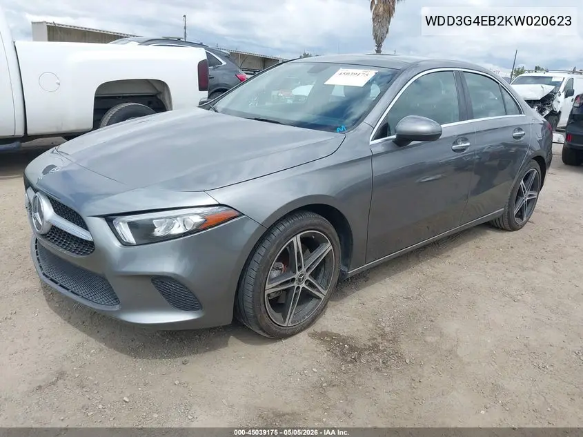 2019 Mercedes-Benz A 220 VIN: WDD3G4EB2KW020623 Lot: 45039175