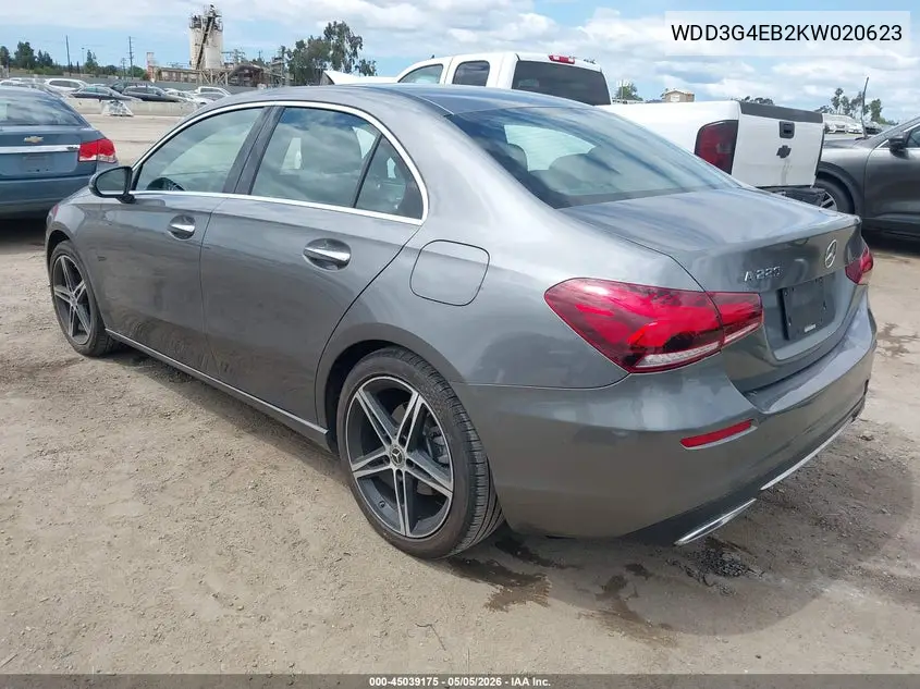 2019 Mercedes-Benz A 220 VIN: WDD3G4EB2KW020623 Lot: 45039175