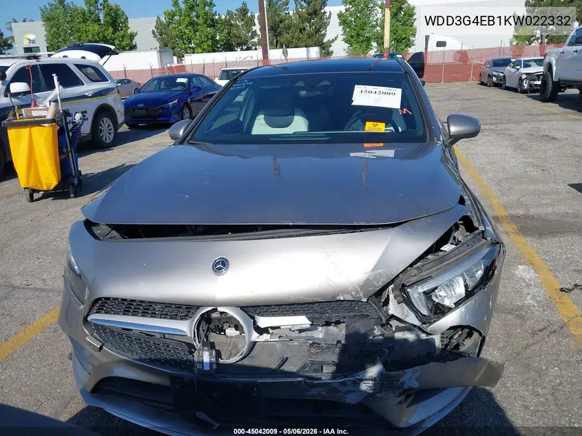 2019 Mercedes-Benz A 220 VIN: WDD3G4EB1KW022332 Lot: 45042009
