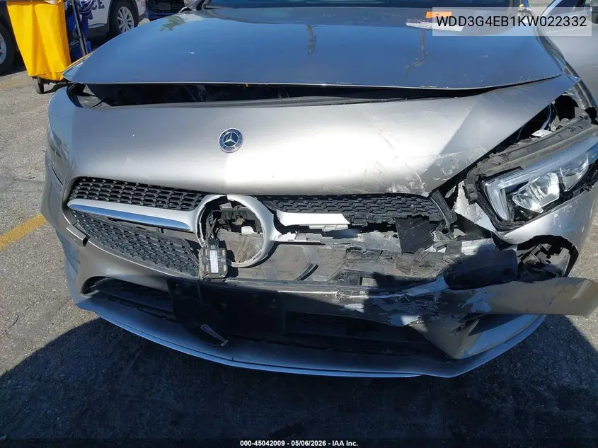 2019 Mercedes-Benz A 220 VIN: WDD3G4EB1KW022332 Lot: 45042009