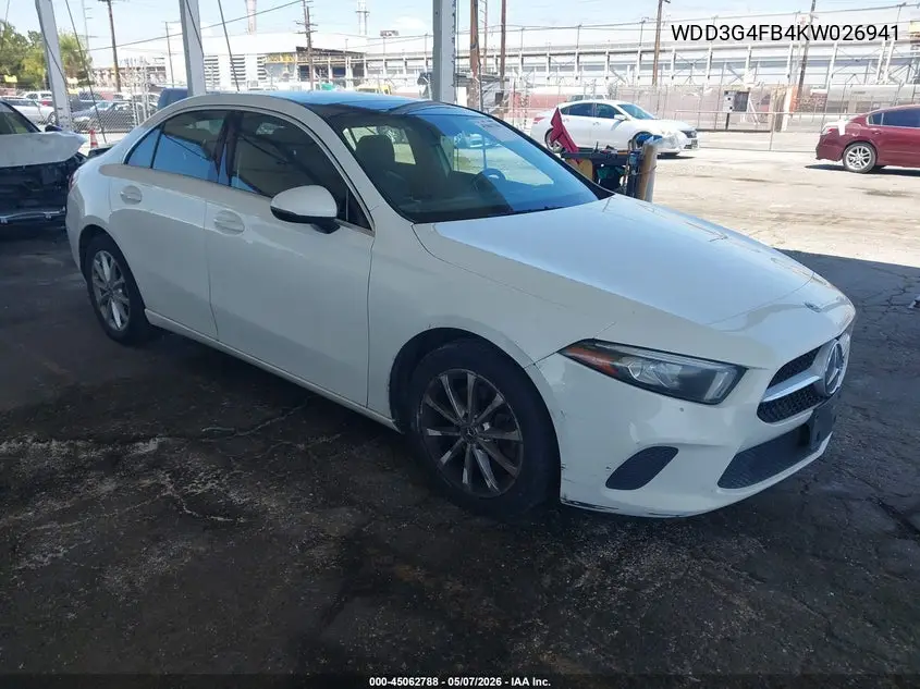 2019 Mercedes-Benz A 220 4Matic VIN: WDD3G4FB4KW026941 Lot: 45062788