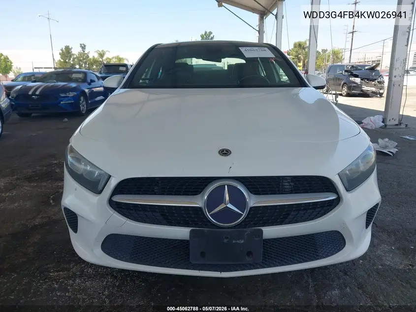 2019 Mercedes-Benz A 220 4Matic VIN: WDD3G4FB4KW026941 Lot: 45062788