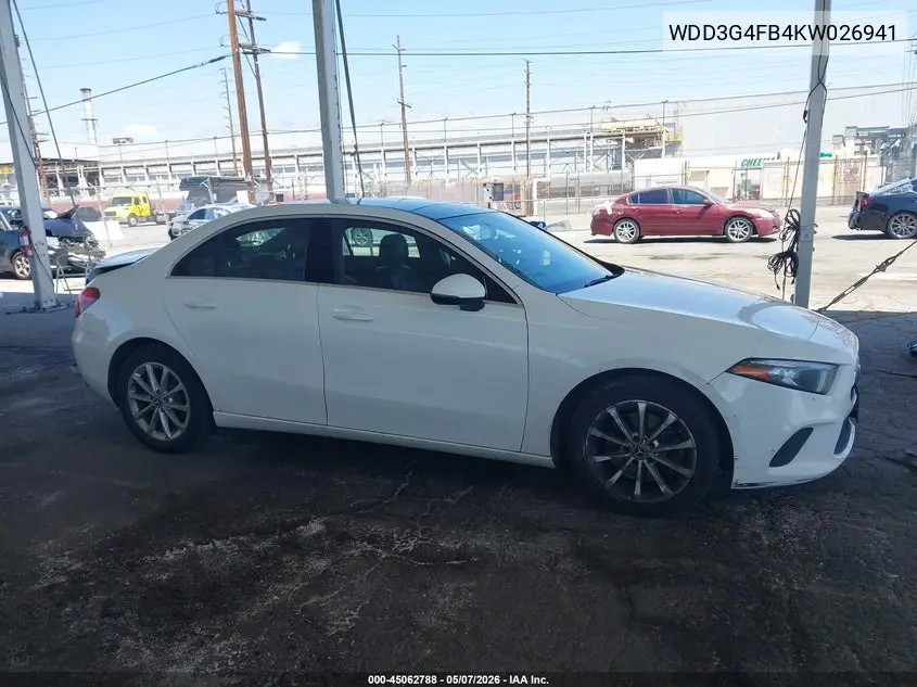 2019 Mercedes-Benz A 220 4Matic VIN: WDD3G4FB4KW026941 Lot: 45062788