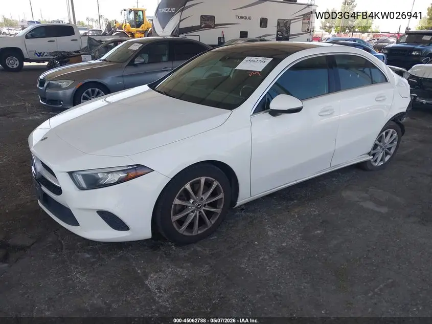 2019 Mercedes-Benz A 220 4Matic VIN: WDD3G4FB4KW026941 Lot: 45062788