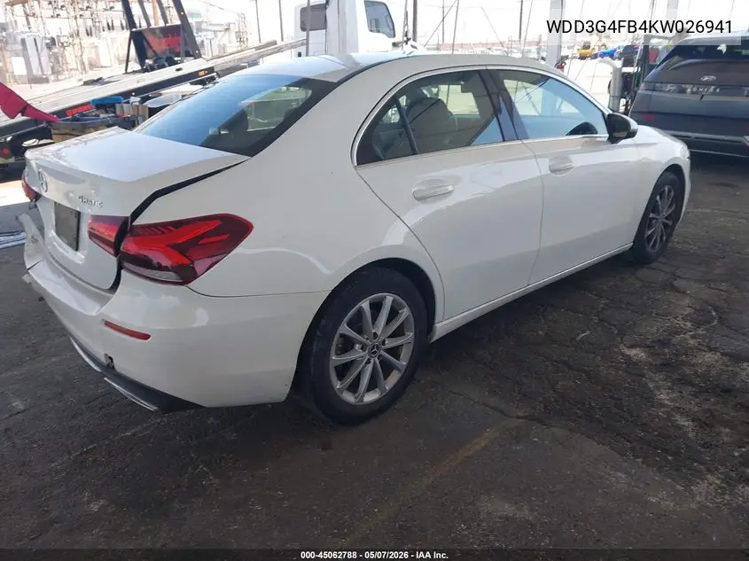 2019 Mercedes-Benz A 220 4Matic VIN: WDD3G4FB4KW026941 Lot: 45062788