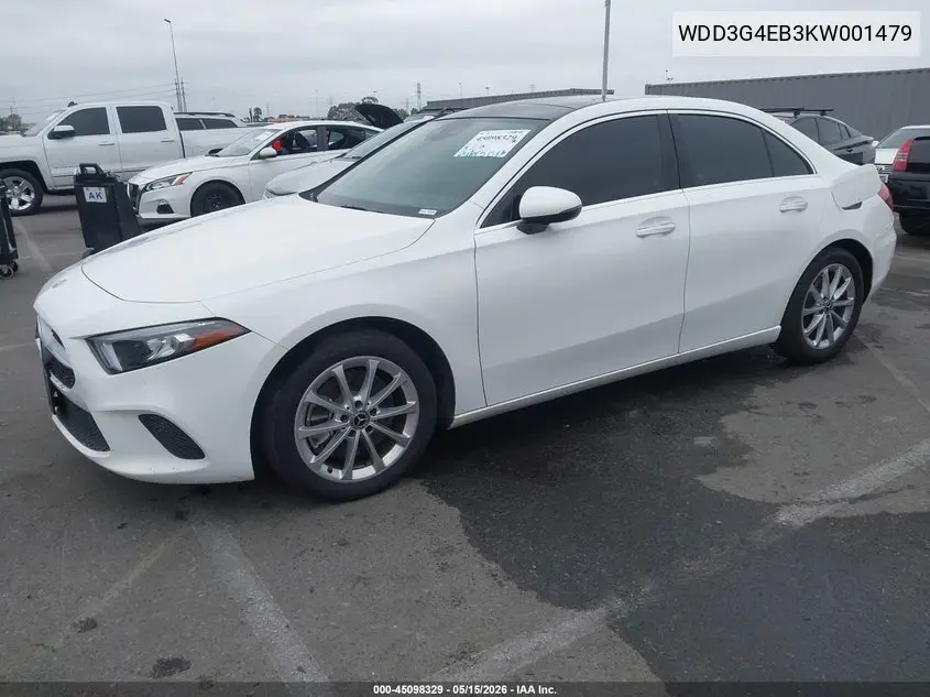 2019 Mercedes-Benz A 220 VIN: WDD3G4EB3KW001479 Lot: 45098329