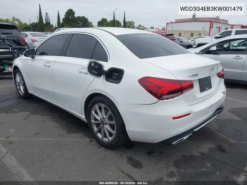 2019 Mercedes-Benz A 220 VIN: WDD3G4EB3KW001479 Lot: 45098329
