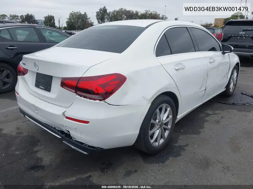 2019 Mercedes-Benz A 220 VIN: WDD3G4EB3KW001479 Lot: 45098329