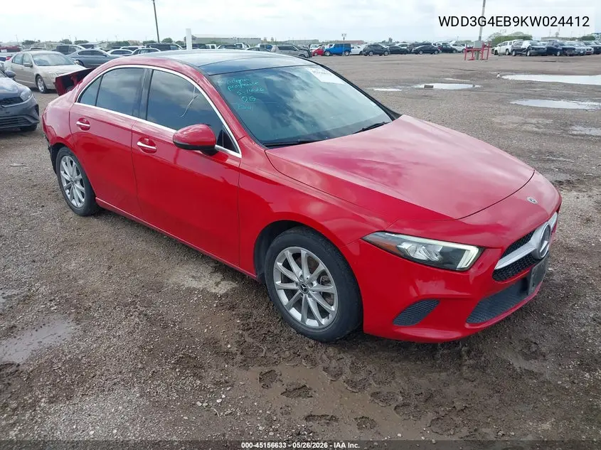 2019 Mercedes-Benz A 220 VIN: WDD3G4EB9KW024412 Lot: 45156633