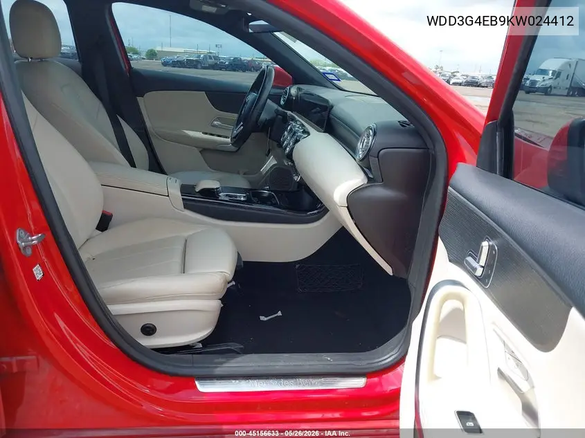 2019 Mercedes-Benz A 220 VIN: WDD3G4EB9KW024412 Lot: 45156633
