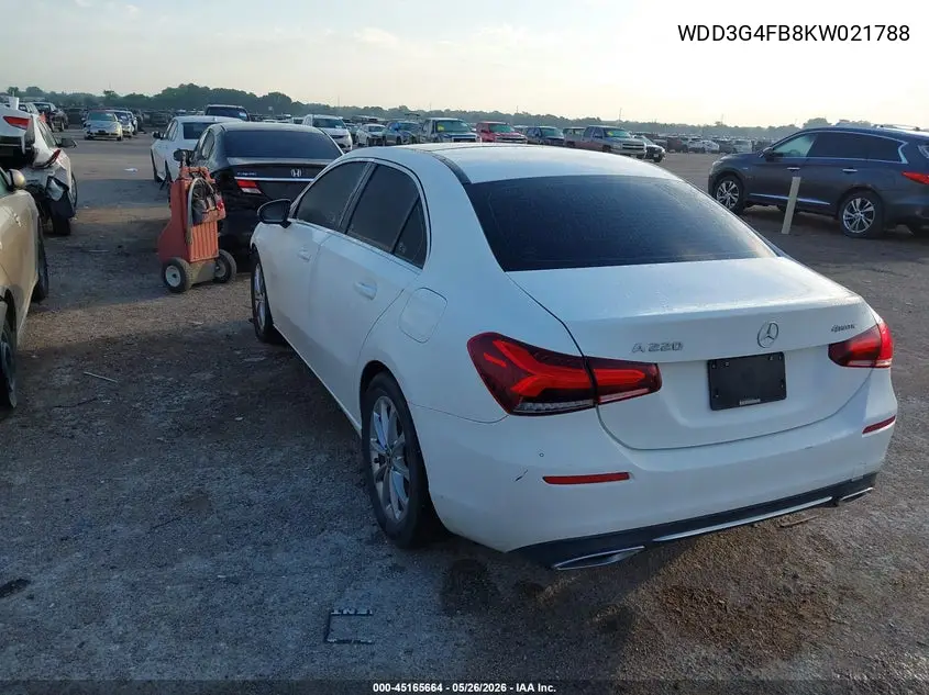 2019 Mercedes-Benz A 220 4Matic VIN: WDD3G4FB8KW021788 Lot: 45165664