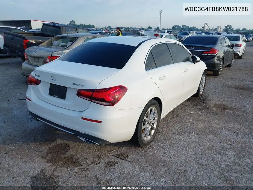 2019 Mercedes-Benz A 220 4Matic VIN: WDD3G4FB8KW021788 Lot: 45165664