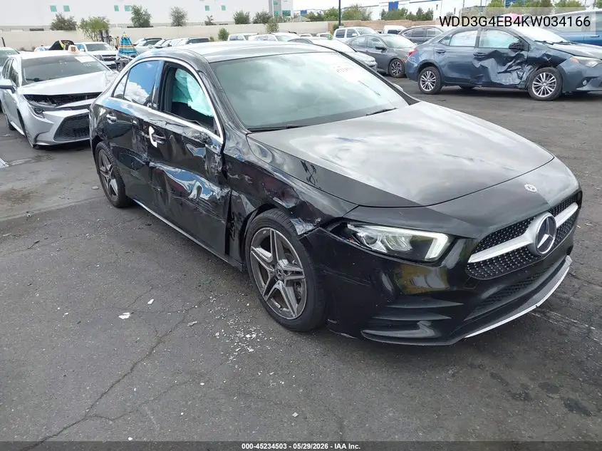 2019 Mercedes-Benz A 220 VIN: WDD3G4EB4KW034166 Lot: 45234503