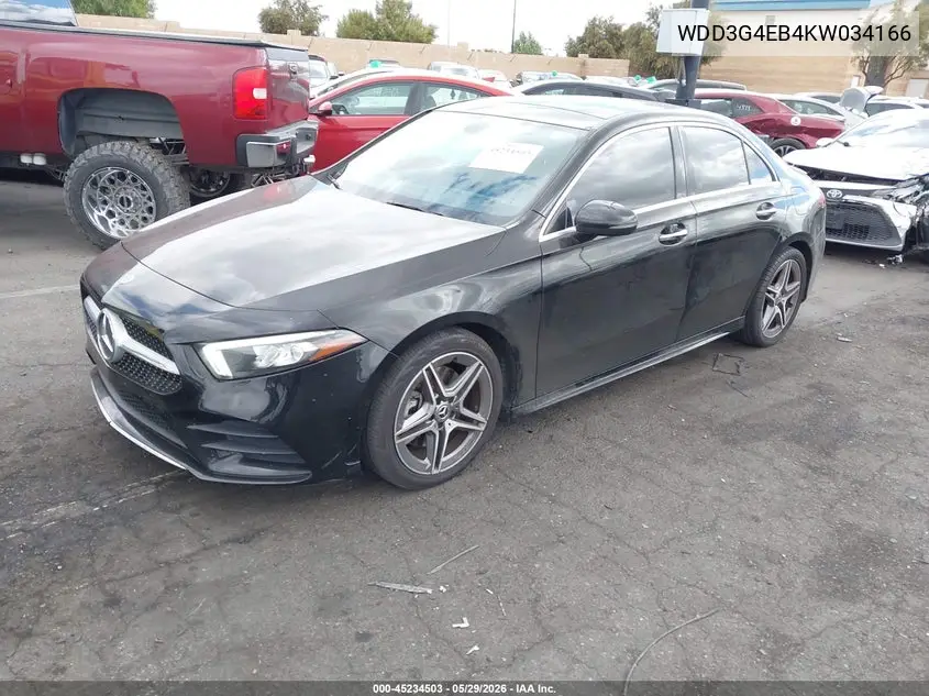 2019 Mercedes-Benz A 220 VIN: WDD3G4EB4KW034166 Lot: 45234503