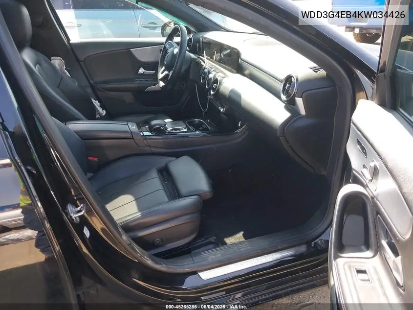 2019 Mercedes-Benz A 220 VIN: WDD3G4EB4KW034426 Lot: 45265285