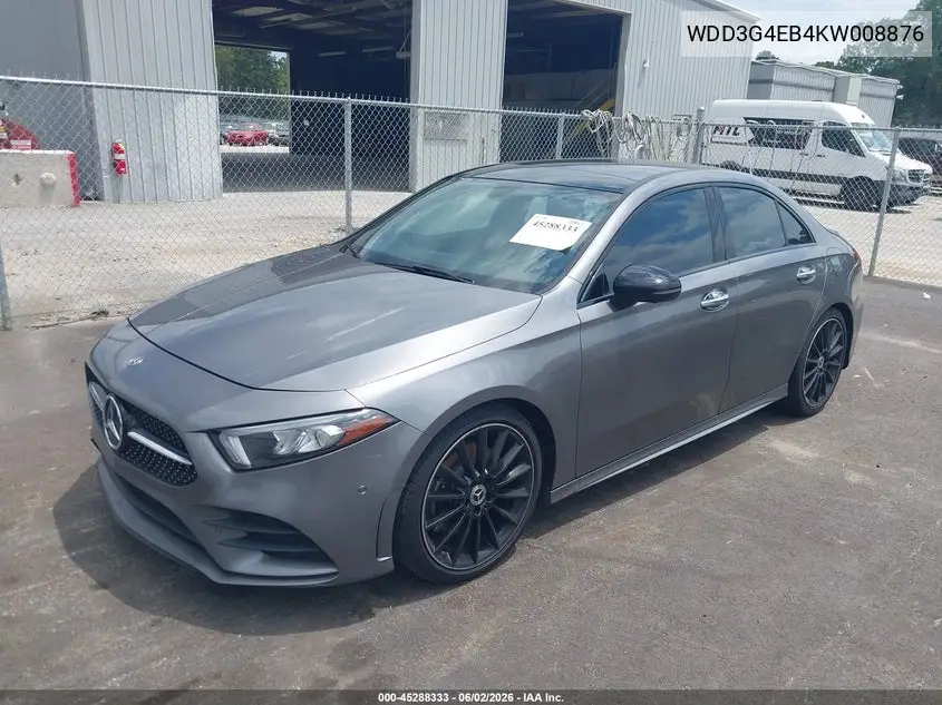2019 Mercedes-Benz A 220 VIN: WDD3G4EB4KW008876 Lot: 45288333