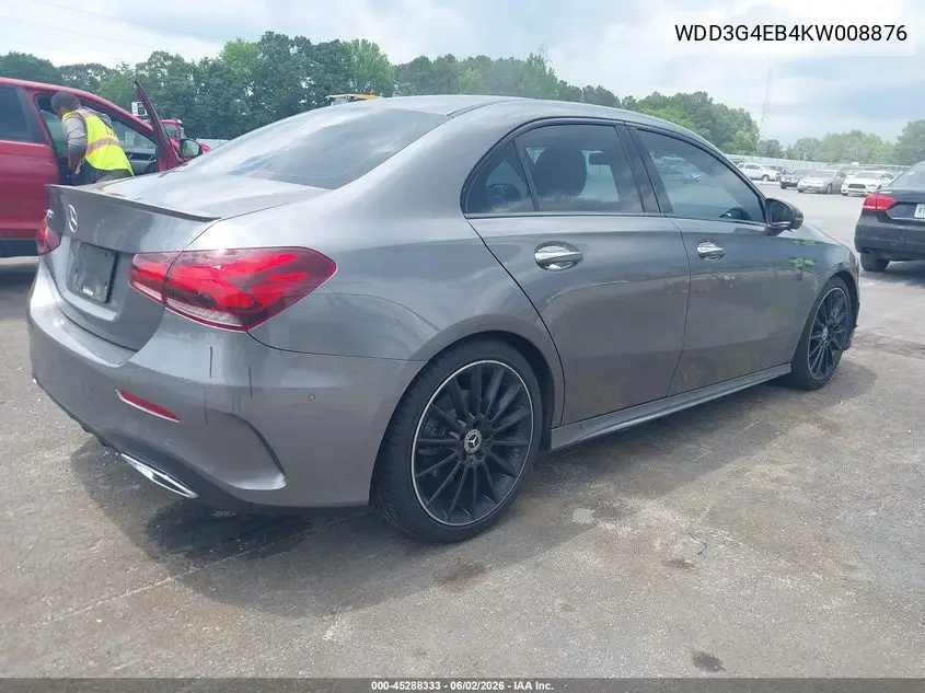 2019 Mercedes-Benz A 220 VIN: WDD3G4EB4KW008876 Lot: 45288333