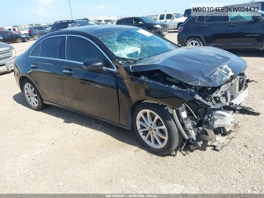 2019 Mercedes-Benz A 220 VIN: WDD3G4EB3KW024437 Lot: 45295681