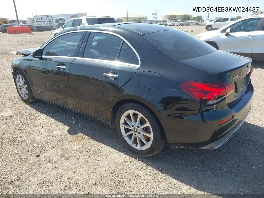 2019 Mercedes-Benz A 220 VIN: WDD3G4EB3KW024437 Lot: 45295681