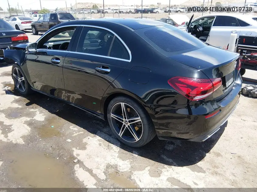 2019 Mercedes-Benz A 220 VIN: WDD3G4EB3KW019738 Lot: 45310646