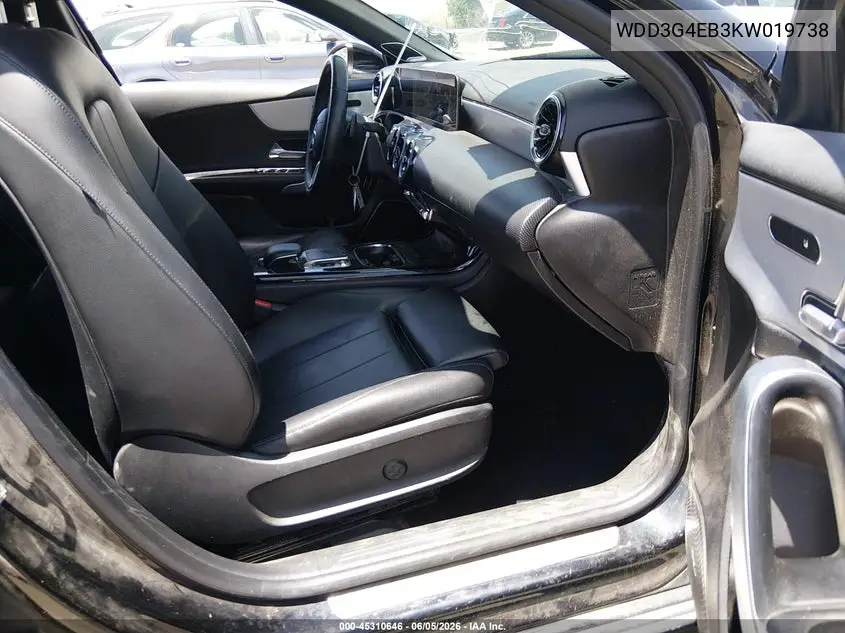 2019 Mercedes-Benz A 220 VIN: WDD3G4EB3KW019738 Lot: 45310646