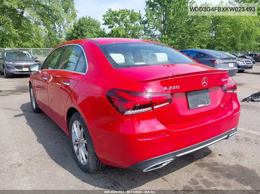 2019 Mercedes-Benz A 220 4Matic VIN: WDD3G4FBXKW023493 Lot: 45341952