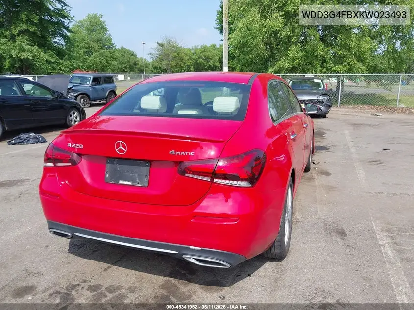 2019 Mercedes-Benz A 220 4Matic VIN: WDD3G4FBXKW023493 Lot: 45341952